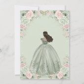 Invitation Chic Sage Green Blush Floral Princess Quinceañera (Dos)