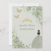 Invitation Chic Sage Green Floral Princesse Gold Quinceañera (Dos)
