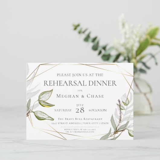Invitation Chic Sage Green Foliage (Debout devant)