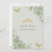 Invitation Chic Sage Green Papillons Floraux Quinceañera (Dos)