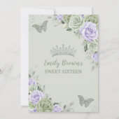 Invitation Chic Sage Green Purple Floral Papillons doux 16 (Dos)