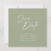 Invitation Chic Sage Green & White Calligraphy Save the Date (Devant)