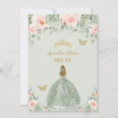 Invitation Chic Sage Vert Blush Floral Blonde Quinceañera (Dos)
