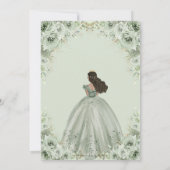 Invitation Chic Sage Vert Floral Brown Princesse Quinceañera (Dos)