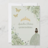 Invitation Chic Sage Vert Floral Brown Princesse Quinceañera (Dos)