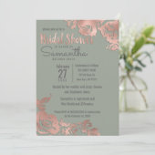 Invitation Chic Sage Vert Rose or Fête des mariées Florale  (Debout devant)