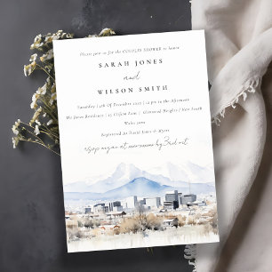 Invitation Chic Salt Lake City Utah Aquarelle Couples Douche