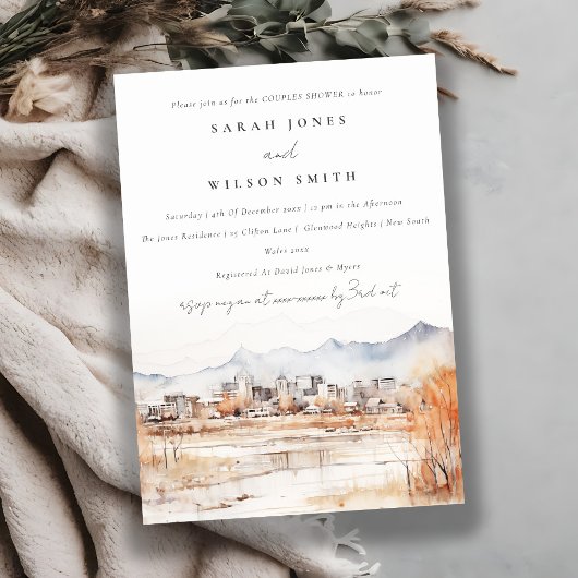 Invitation Chic Salt Lake City Utah Aquarelle Couples Douche