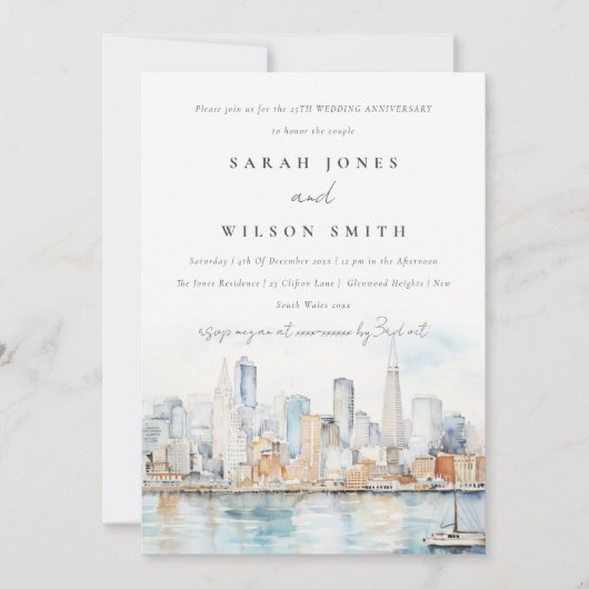 Invitation Chic San Francisco Landscape Wedding Anniversary  (Devant)