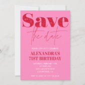 Invitation Chic Save the date Rouge Rose 71e anniversaire (Devant)