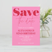 Invitation Chic Save the date Rouge Rose 82e anniversaire (Debout devant)