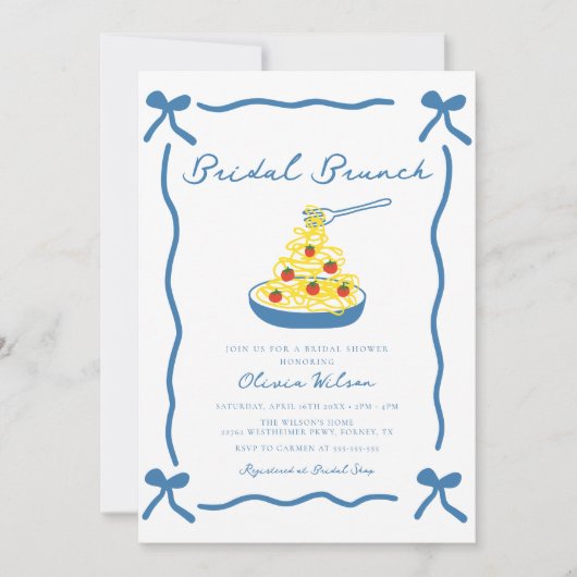 Invitation Chic Scribble Bow Fête des mariées italienne (Devant)