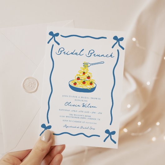 Invitation Chic Scribble Bow Fête des mariées italienne