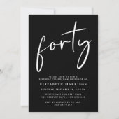 Invitation Chic Script 40e fête d'anniversaire (Devant)
