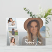 Invitation Chic Script 4 Photo Collage Merci de graduation (Debout devant)