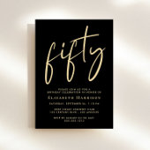 Invitation Chic Script Black Gold 50e fête d'anniversaire