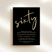 Invitation Chic Script Black Gold 60e fête d'anniversaire