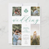 Invitation Chic Script Emerald Irish Cross 4 Mariage photo (Devant)