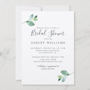 Invitation Chic Script Eucalyptus Foliage Fête des mariées