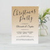 Invitation Chic Script Gold Parties scintillant Ombre Noël Pa (Debout devant)