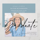 Invitation Chic Script H Photo Graduation Party (Devant / Derrière)