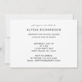 Invitation Chic Script H Photo Graduation Party Blanc (Dos)
