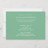 Invitation Chic Script H Photo Graduation Party Green (Dos)