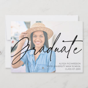 Invitation Chic Script H Photo Graduation Party Green