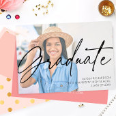 Invitation Chic Script H Photo Graduation Party Rose