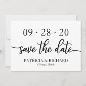 Invitation Chic Script Mariage Noir Et Blanc Enregistrer La D (Devant)