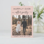 Invitation Chic Script Photo Blush Rose Mariage Réception (Debout devant)