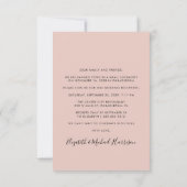 Invitation Chic Script Photo Blush Rose Mariage Réception (Dos)