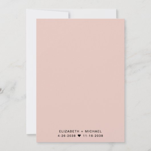 Invitation Chic Script Photo Blush Rose Mariage Réception (Dos)