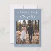 Invitation Chic Script Photo Dusty Blue Wedding Réception (Devant)