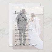 Invitation Chic Script Photo Dusty Blue Wedding Réception (Devant)