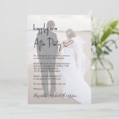 Invitation Chic Script Photo Dusty Blue Wedding Réception (Debout devant)