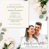 Invitation Chic Script Photo Overlay Cream Mariage