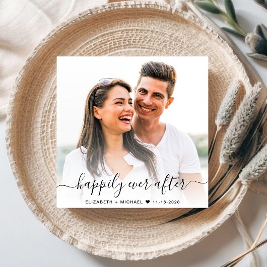 Invitation Chic Script Photo Overlay Cream Mariage