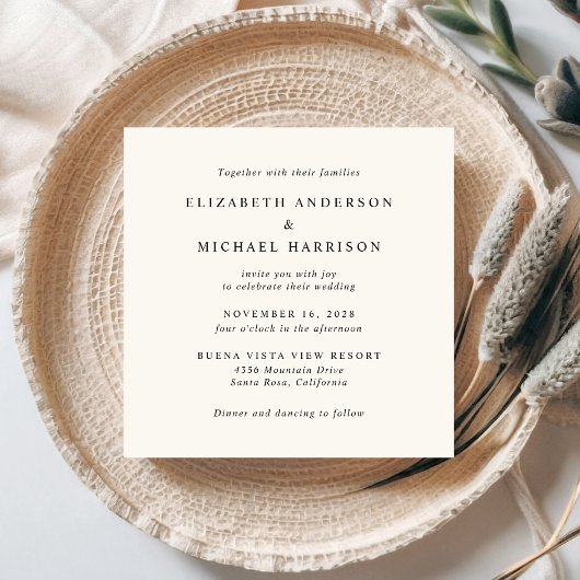 Invitation Chic Script Photo Overlay Cream Mariage
