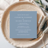 Invitation Chic Script Photo Overlay Dusty Blue Mariage