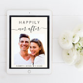 Invitation Chic Script Photo QR Code All In One Cream Mariage