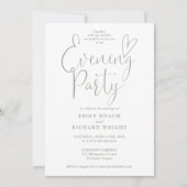 Invitation Chic Script Photo Sage Green Mariage Soirée (Devant)