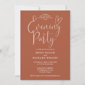 Invitation Chic Script Photo Terracotta Mariage Soirée (Devant)