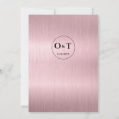 Invitation Chic Script rose Rose métal Mariage or (Dos)