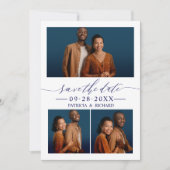 Invitation Chic Script Wedding Enregistrer La Date 3 Photo Co (Devant)