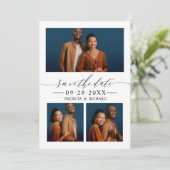 Invitation Chic Script Wedding Enregistrer La Date 3 Photo Co (Debout devant)
