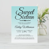 Invitation Chic Sea Shell Blue Ombre Sweet 16 16e anniversair (Debout devant)