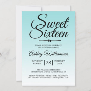 Invitation Chic Sea Shell Blue Ombre Sweet 16 16e anniversair