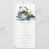 Invitation Chic Seascape Palm Tree Island Wedding Program (Devant)