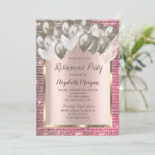 Invitation Chic Sequins Ballons Rose Gold Retirement (Debout devant)